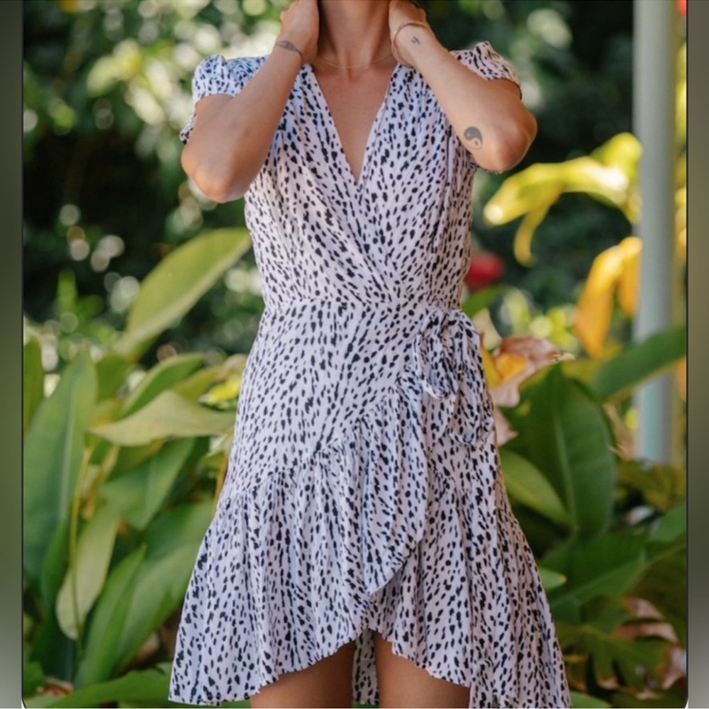 XIX Palms Mini Wrap Dress